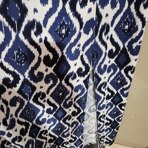 Michael Kors Maxi Dress Size Medium Navy Blue And White Print - Picture 4 of 6